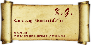 Karczag Geminián névjegykártya